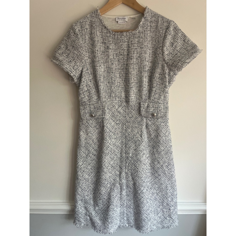 Seraphine Maternity Midi Boucle Dress White Black Office Professional Size 8